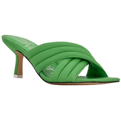 Calvin Klein Fire 2 Womens Faux Leather Quilted Kitten Heels In Green