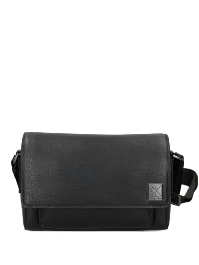 Calvin Klein Flap Cross Body Bag In Black