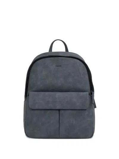 Calvin Klein Flap-pocket Backpack In Gray
