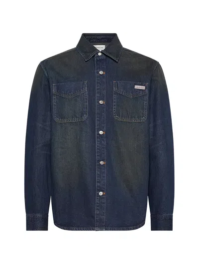 Calvin Klein Flap-pocket Overshirt In Blue