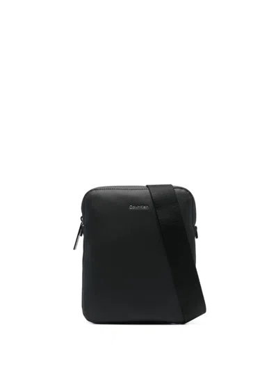 Calvin Klein Flat Messenger Bag In Black