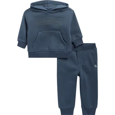 Calvin Klein Babies'  Fleece Hoodie & Joggers Set In Blue