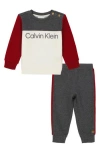 Calvin Klein Baby Boy's Logo Colorblock Sweatshirt & Joggers Set In Grey Multi