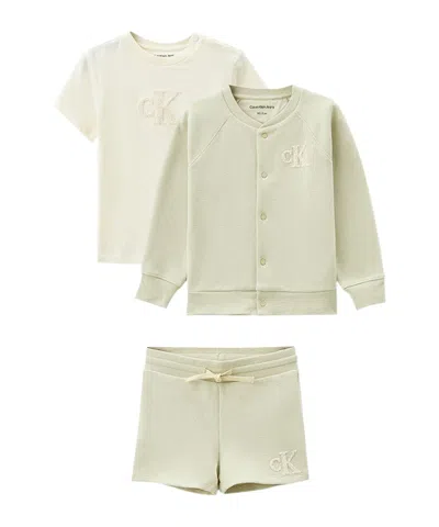 Calvin Klein Flocked Logo T-shirt And Shorts Set In White