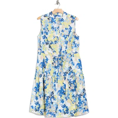 Calvin Klein Floral Cap Sleeve A-line Midi Dress In Multi