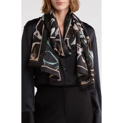 Calvin Klein Floral Chiffon Scarf In Aqua
