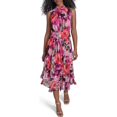 Calvin Klein Floral Mock Neck Sleeveless Midi Dress
