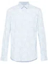 Calvin Klein Floral-print Cotton Shirt In Blue