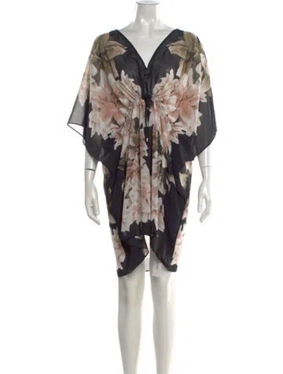 Pre-owned Calvin Klein Floral Print Mini Dress W/ Tags In Neutral