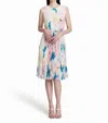 Calvin Klein Floral Print Pleated Belted A Line Dress In Multicolor In Multi