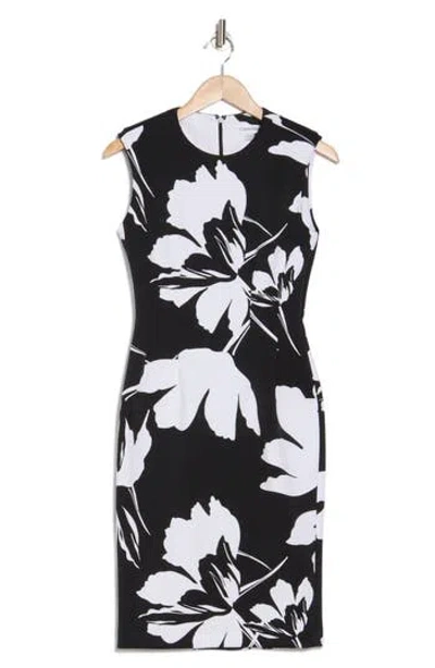 Calvin Klein Floral Scuba Sheath Dress In Multi