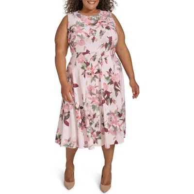 Calvin Klein Floral Sleeveless Fit & Flare Dress In Blush Multi | ModeSens