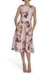 Calvin Klein Plus Size Printed Sleeveless Fit And Flare Dress In Pink