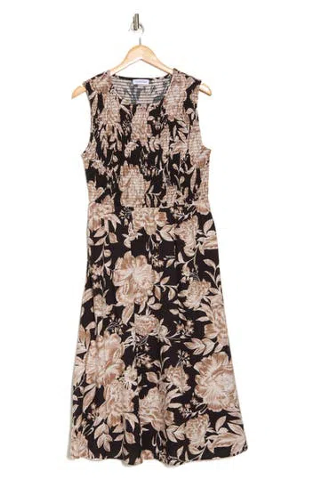 Calvin Klein Floral Sleeveless Smocked Fit & Flare Midi Dress In Multi |  ModeSens