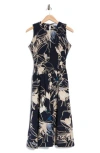Calvin Klein Floral Sleeveless Smocked Fit & Flare Midi Dress In Black