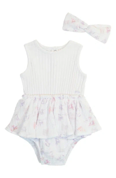Calvin Klein Babies'  Floral Sunsuit & Headband Set In Assorted White