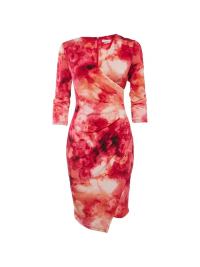 Pre-owned Calvin Klein Floral-pattern Asymmetric Dress In Red