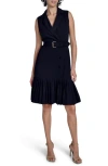 Calvin Klein Flounce Hem Shirtdress In Black