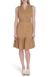 Calvin Klein Flounce Hem Shirtdress In Brown