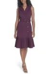 Calvin Klein Flounce Hem Shirtdress In Purple