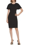 Calvin Klein Flutter Sleeve Sheath Dress In Black