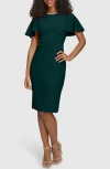 Calvin Klein Flutter Sleeve Sheath Dress In Green