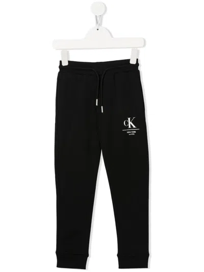 Calvin Klein Kids' Foil Logo-print Track Pants In Black