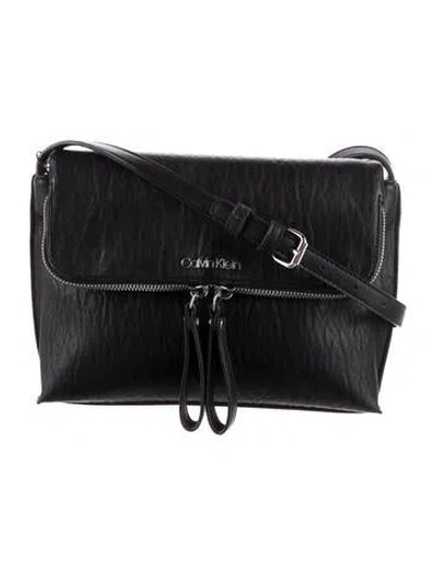 Pre-owned Calvin Klein Fold-over Crossbody Bag In Black