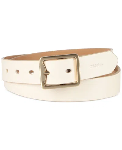 Calvin Klein Forged Center-bar-buckle Dress Belt In Neutral