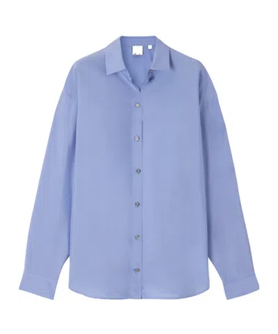 Calvin Klein Frances Silk-satin Shirt In Blue