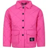 Calvin Klein Fuchsia Down Jacket For Girl With Logo In Fuchsia