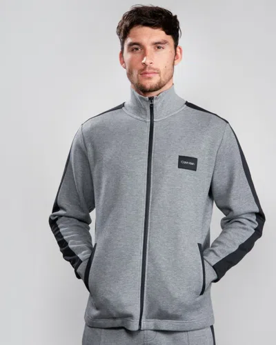 Calvin Klein Full Zip 2 Tone Sweatshirt In Gray