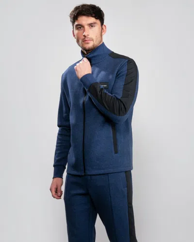 Calvin Klein Full Zip 2 Tone Sweatshirt In Blue