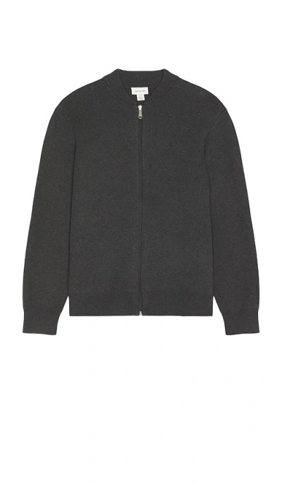 Calvin Klein Full Zip Sweater In Gunmetal Heather