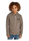 Calvin Klein Full Zip Sweatshirt With Hood Boy Unisex  In Brown