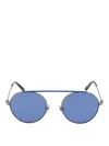 Calvin Klein Two Tone Round Frame Sunglasses In Azul