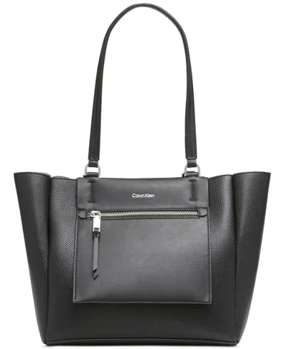 Calvin Klein Gala Tote In Black Silver