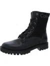 CALVIN KLEIN GALICA WOMENS FAUX LEATHER ANKLE COMBAT & LACE-UP BOOTS