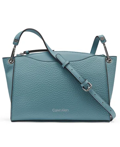 Calvin Klein Garnet Adjustable Top Zipper Crossbody In Blue