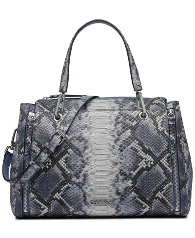 Calvin Klein Garnet Convertible Triple Compartment Satchel Bag In Blue Multi