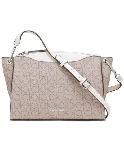 Calvin Klein Garnet Signature Crossbody In Taupe Whit
