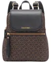 Calvin Klein Garnet Signature Triple Compartment Backpack In Brown Khaki,black