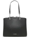 Calvin Klein Garnet Triple Compartment Tote In Black Silver