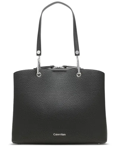 Calvin Klein Garnet Triple Compartment Tote In Black Silver