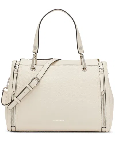 Calvin Klein Garnet Triple Compartment Top Zipper Satchel In White