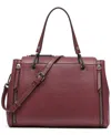 Calvin Klein Garnet Triple Compartment Top Zipper Satchel In Deep Rouge