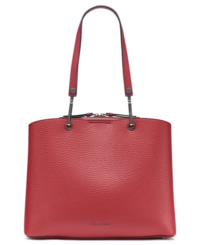 Calvin Klein Garnet Triple Compartment Tote In Brown