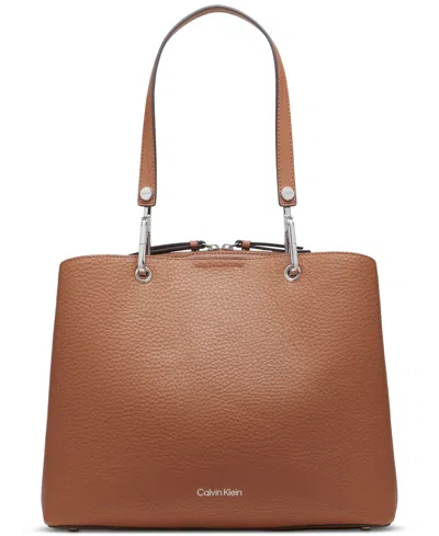 Calvin Klein Garnet Triple Compartment Tote In Brown