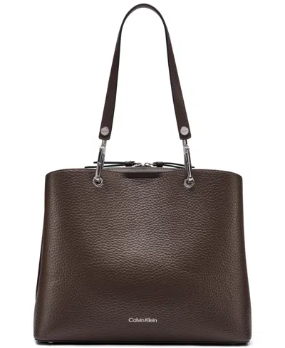 Calvin Klein Garnet Triple Compartment Tote In Burgundy