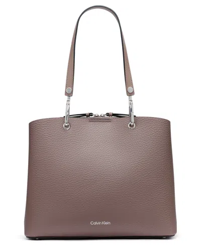 Calvin Klein Garnet Triple Compartment Tote In Coco